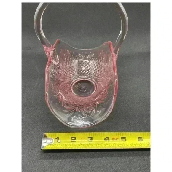 L.E. Smith vintage Pink Carnival Glass with  handle - Picture 6 of 10